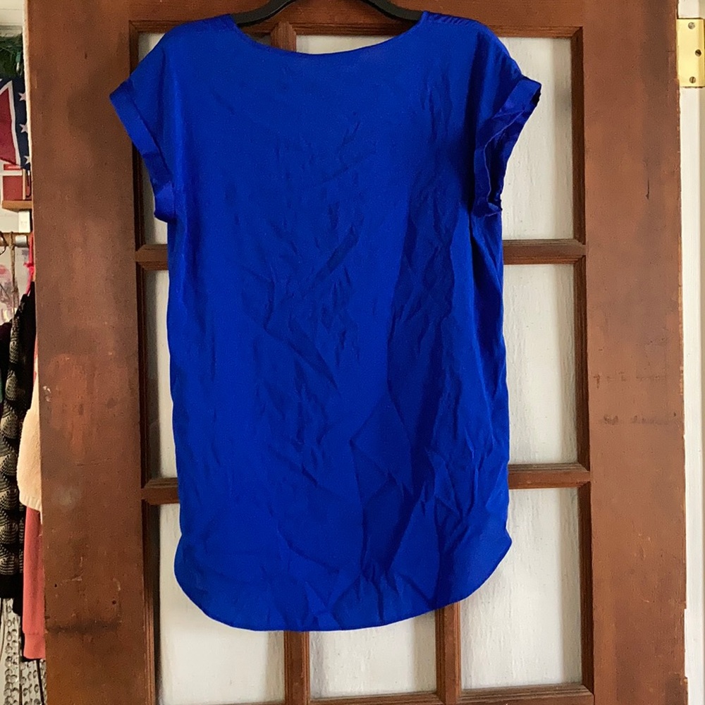 Express V-Neck Royal Blue Blouse - Picture 3 of 7